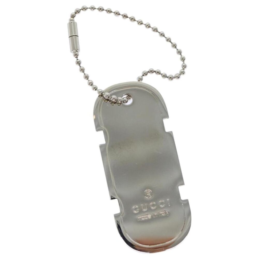 ❌SOLD❌Authentic GUCCI Silver Dog Tag Bag Charm/Key Chain/Necklace Charm